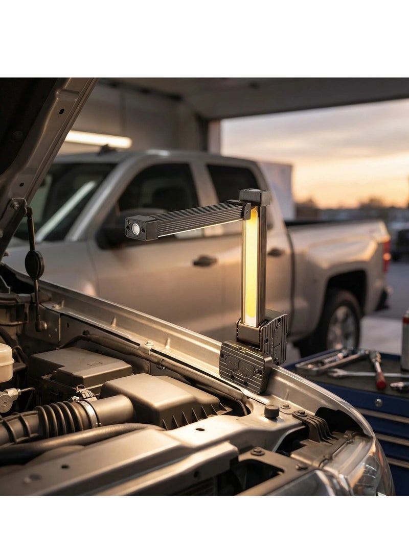 Y&D LED Magnetic Work Flashlight Multi-Mode Work Light 5 Modes LED Work Light Versatile Rechargeable LED Light Foldable LED Light with Hanging Hook for Camping Car Repair Garage Workshop Emergency (Black) - Image 1